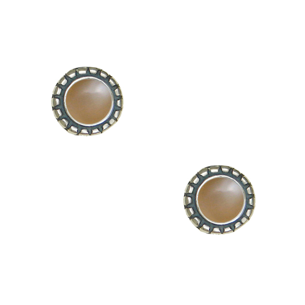 Sterling Silver Little Peach Moonstone Post Stud Earrings